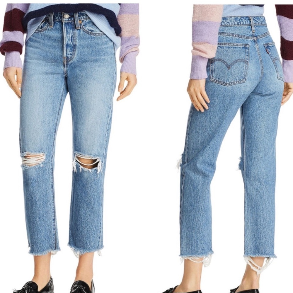 Levi’s Wedgie Straight Premium High Rise Jeans Butt Lift 29 x 27 Distressed